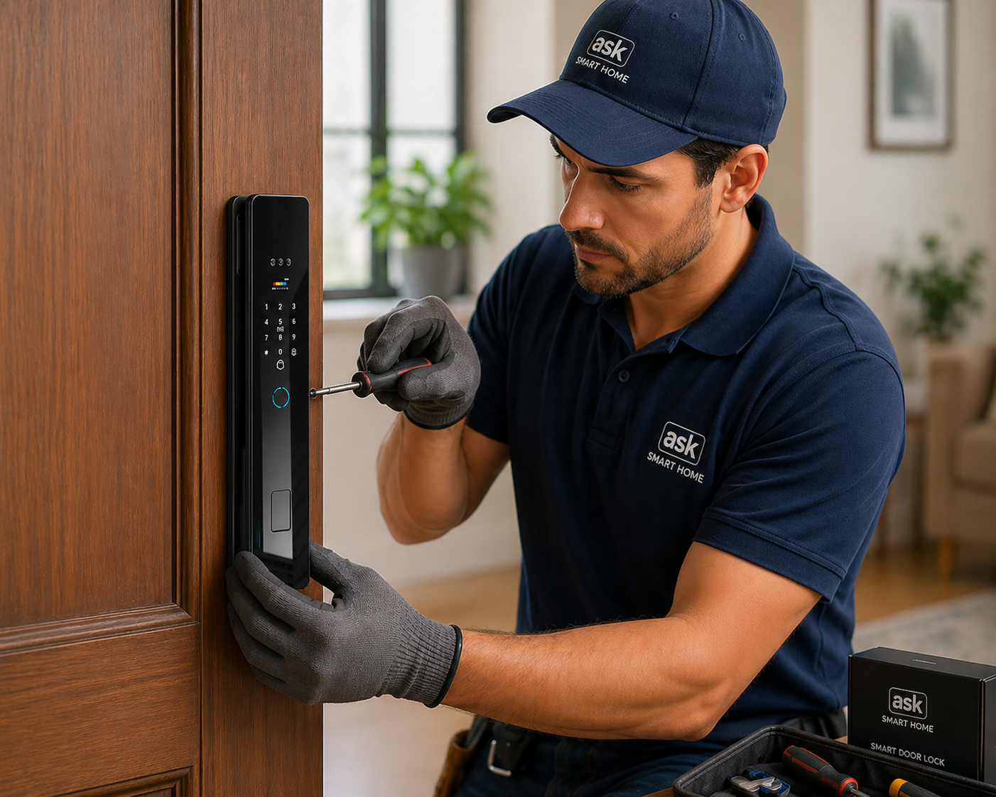 Technician installing 504 smart lock-ask smart home